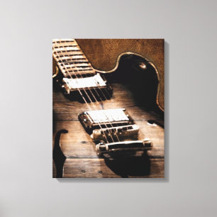 Toile Rustic Barn Wood Western Country Music Guitare