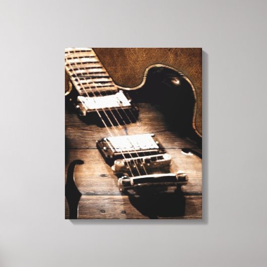 Toile Rustic Barn Wood Western Country Music Guitare (Recto)