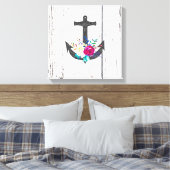 Toile Rustic Beach Anchor & Bold Floral Summer Nautical (Insitu(Chambre))