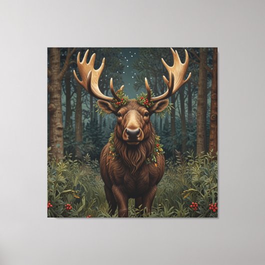 Toile Rustic Christmas moose deer boho woodland forest  (Recto)