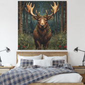 Toile Rustic Christmas moose deer boho woodland forest  (Insitu(Chambre))