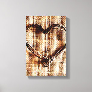 Toile Rustic Country Twine Heart on Burlap Imprimer