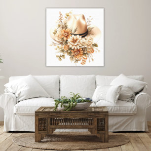 Toile Rustic Cowgirl Casquette Fleurs sauvages élégant a