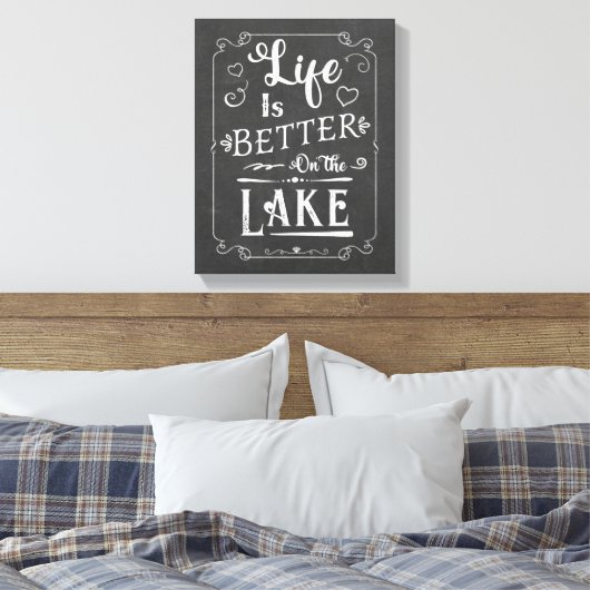 Toile Rustic Life is Better on the Lake Chalkboard (Insitu(Chambre))