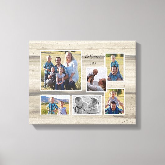 Toile Rustic Wood Family Photo Collage Nom du script 6 (Recto)