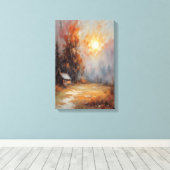 Toile Rustique Automne Cabine Paysage Automne Art (Insitu (Plancher de Bois))