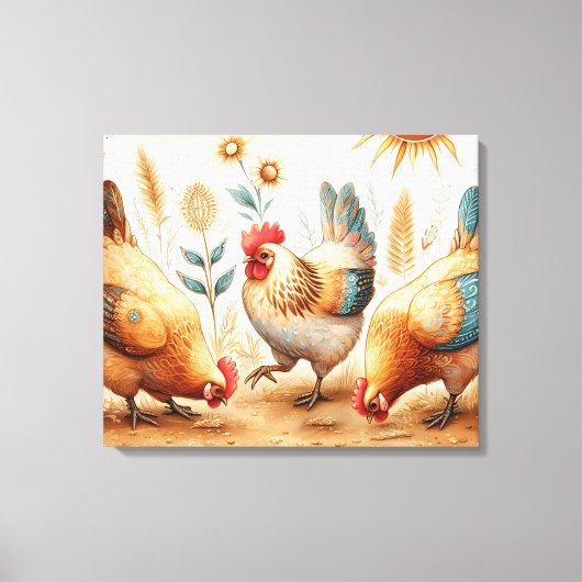 Toile Rustique Barnyard Chickens Boho Country Farm (Recto)
