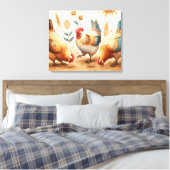 Toile Rustique Barnyard Chickens Boho Country Farm (Insitu(Chambre))