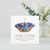 Toile rustique , Faire-part de mariage à papillon  (Debout devant)