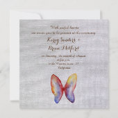 Toile rustique, Faire-part de mariage papillon (Dos)