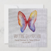 Toile rustique, Faire-part de mariage papillon (Devant)