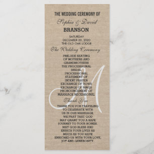 Toile Rustique Mariage Monogra Programme Personnal