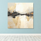 Toile Rustique Moderne Noir Champagne Or Beige Abstrait (Insitu (Plancher de Bois))