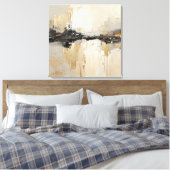 Toile Rustique Moderne Noir Champagne Or Beige Abstrait (Insitu(Chambre))