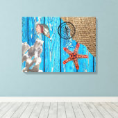 Toile Rustique Nautique Bleu Burlap Starfish (Insitu (Plancher de Bois))