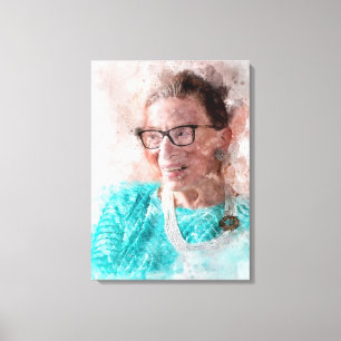 Toile Ruth Bader Ginsburg Aquarelle souriante Portrait T