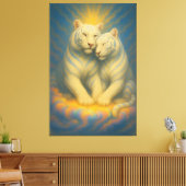 Toile Sacred Twin White Tigers – Eternal Bond of Light (Insitu(Salon))
