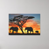 Toile Safari Afrique Sunset Elephant Silhouette Art (Recto)
