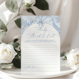 Toile Safari Baby bucket list baby shower kaart