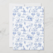 Toile Safari Blue Baby Shower Invitation Animal (Dos)