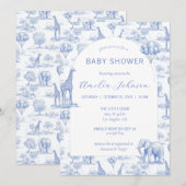 Toile Safari Blue Baby Shower Invitation Animal (Devant / Derrière)