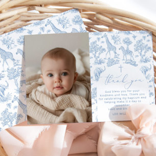 Toile Safari Boy Baptême Carte de remerciements