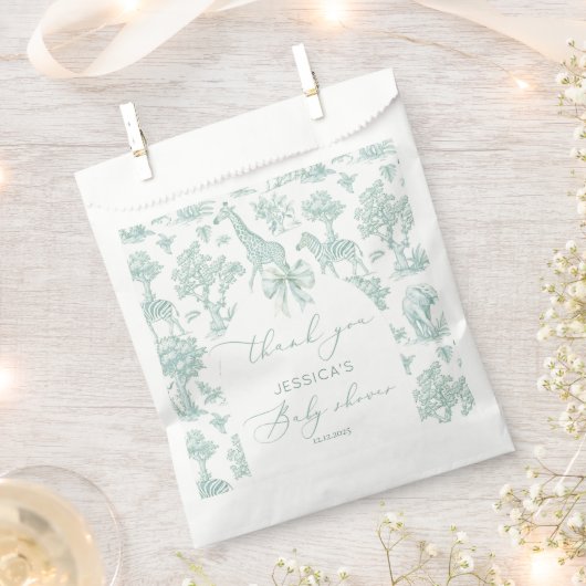 Toile Safari groene boog Baby shower Dank u Bedankzakje (Geknipt)