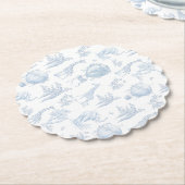 Toile Safari Hete Luchtballonnen Blauw Baby shower Kartonnen Onderzetters (Gekanteld)
