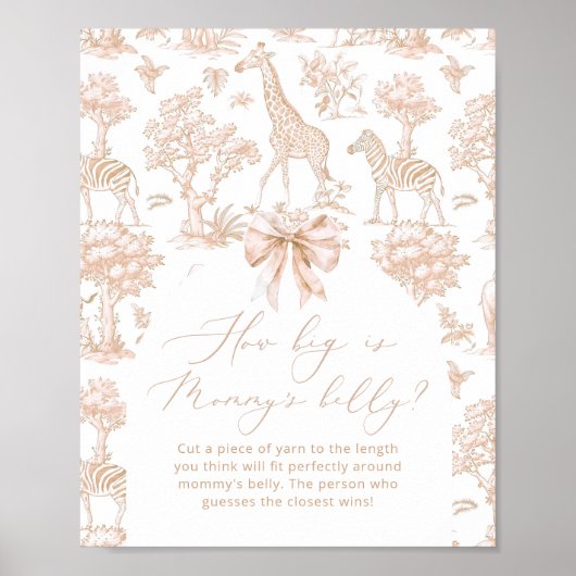 Toile Safari hoe groot is het buikspel van mama Poster (Voorkant)