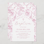Toile Safari Rose fille Baptême invitation (Devant / Derrière)