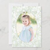 Toile Sage Green Bow Baptême Photo Invitation (Dos)