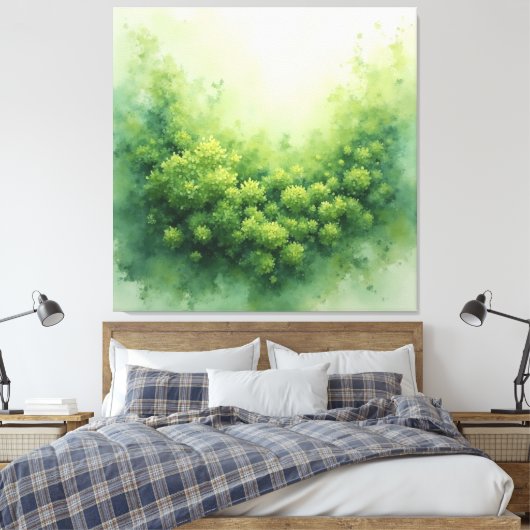 Toile Sage Green Voile Moss Abstrait - Bio moderne (Insitu(Chambre))