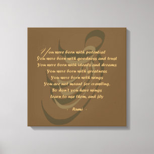 Toile Sagesse mystique de Rumi de lettres