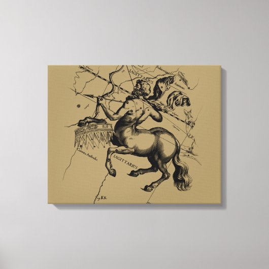 Toile Sagittarius Constellation Hevelius 1690 Engraving (Recto)
