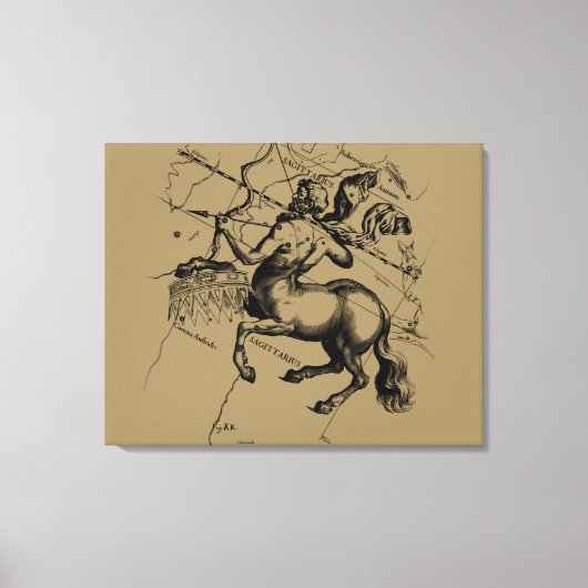 Toile Sagittarius Constellation Hevelius 1690 Engraving (Recto)
