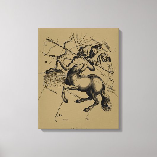Toile Sagittarius Constellation Hevelius 1690 Engraving (Recto)