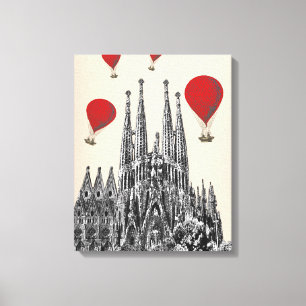 Toile Sagrada Familia et Ballons Red Hot Air