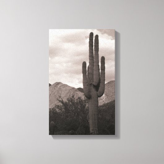 Toile Saguaro Cactus Sonoran Desert B&W Photo Art Imprim (Recto)