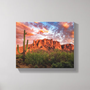 Toile Saguaro Cactus Superstition Coucher de soleil de m