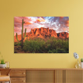 Toile Saguaro Cactus Superstition Mountain Sunset 36x24 (Insitu(Salon))
