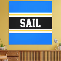 SAIL Bright Blue Black White Yellow Stripes de cou