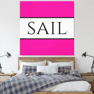 Toile SAIL Sporty Tropical Rose White Stripes Nautiques