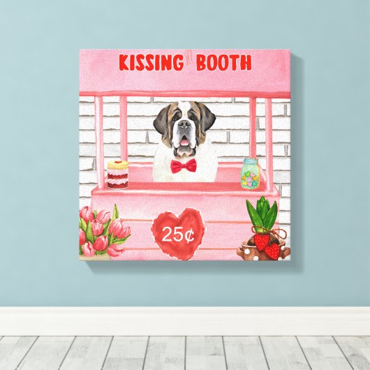 Toile Saint Bernard Chien Saint Valentin Booth de baiser (Insitu (Plancher de Bois))