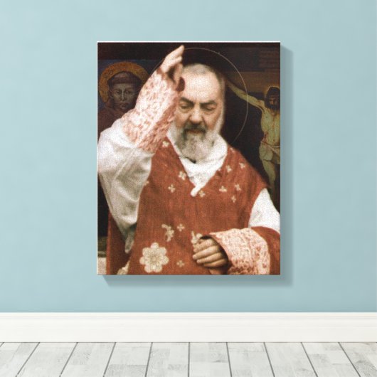 Toile Saint Padre Pio's Blessing. Image Dévotionnelle. (Insitu (Plancher de Bois))