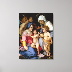 Toile Sainte Famille avec Anges, c.1515-16 (huile sur pa