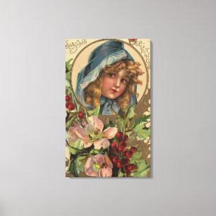 Toile Saisons GreetingsGirl dans un capot