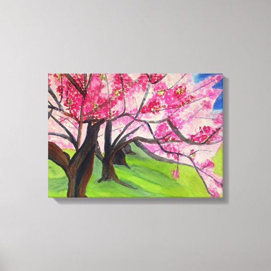 Toile Sakura Japonaise Cherry Blossom aquarelle art (Recto)