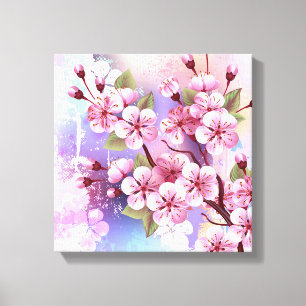 Toile Sakura rose sur la peinture Arrière - plan