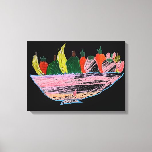 Toile Salade de fruits humoristique dessin animé (Recto)