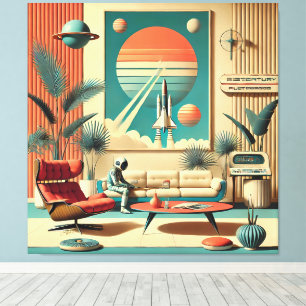 Toile Salle de séjour familiale d'ère spatiale futuriste